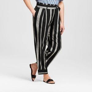 Who What Wear Striped Linen Paper Bag Pants